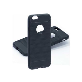Coque pour iPhone 6/6S souple noire effet carbone brossé - Amahousse