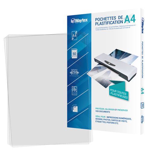 Pochettes à plastifier A4, feuille plastifieuse A4, format 216 x 303 mm