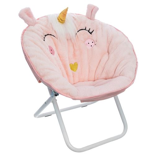 Atmosphera Kids - Fauteuil loveuse enfant pliante Licorne - L. 50 x H. 50 cm - Rose - Licorne