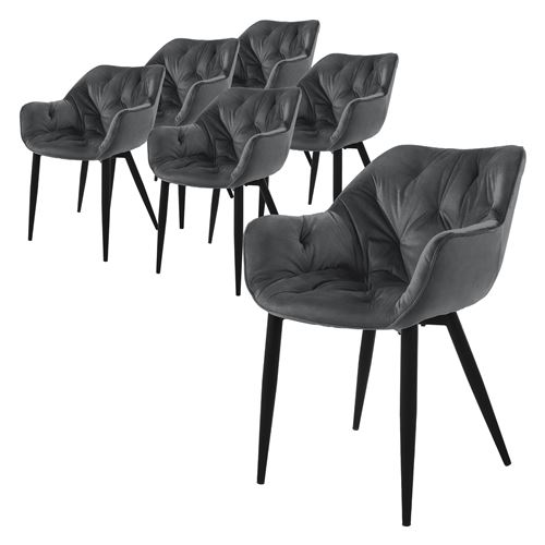 ML-Design - Set de 6 Chaises de Salle à Manger - Velours - Anthracite - Image 3
