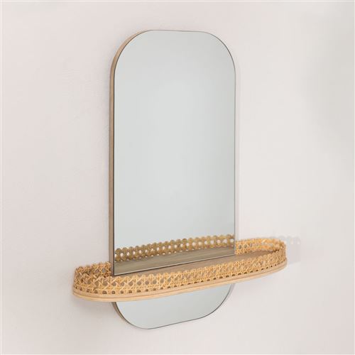 SKLUM Miroir mural avec étagère Tegri Marron Naturel Marron Naturel