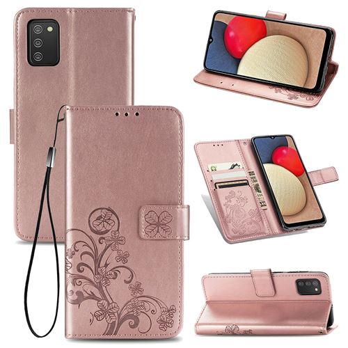 MPFRANCE Housse pour Samsung Galaxy A03S Or Rose [Fleur de Lys]