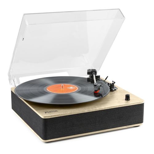 Fenton Rp161Lw Platine Vinyle Bluetooth Stéréo - Bois Clair, Deux Haut-Parleurs, Streaming Audio Bluetooth