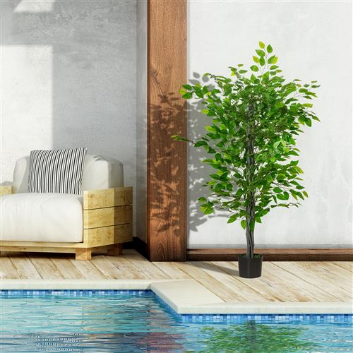 HOMCOM Plante artificielle Bambou arbre artificiel hauteur 120 cm