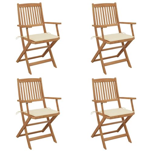 Non Communiqué Chaises Pliables De Jardin Lot De 4 Avec Coussins Bois D Acacia