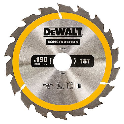 Dewalt Lame Scie Circulaire Construction Tct 190 X30 18T - Image 3