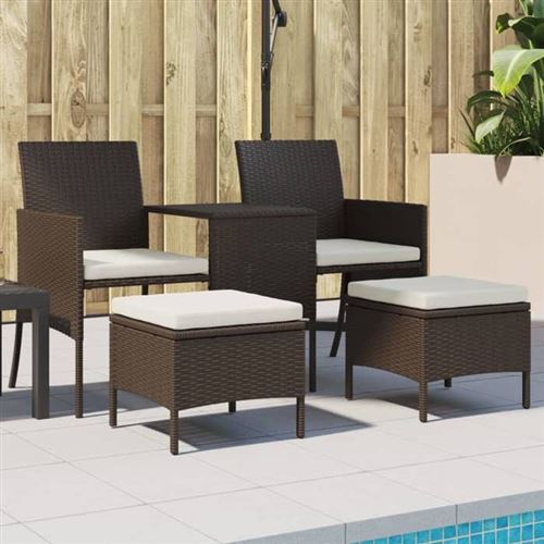 vidaXL - Canapé de jardin - 2 places - Marron - Rotin - Image 2