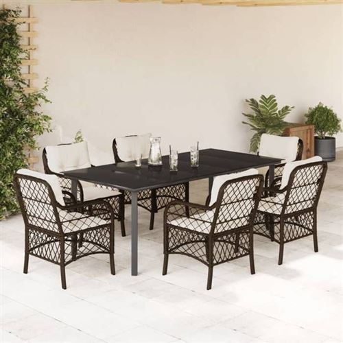 VidaXL - Ensemble de salle à manger de jardin rotin synthétique, One Size, Marron