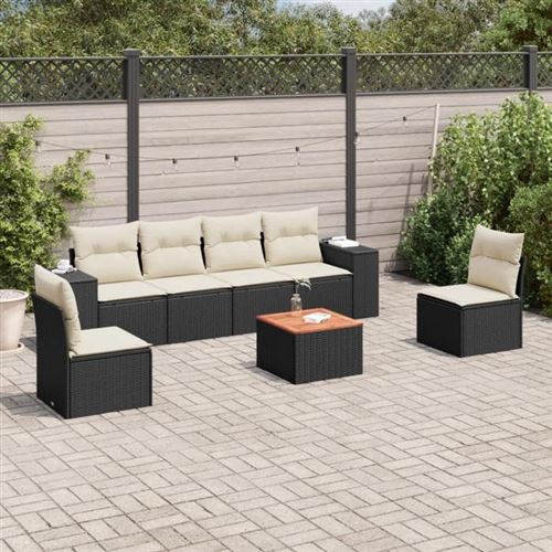 Non Communiqué Noir Salon De Jardin Modulable Vidaxl Resine Tressee 7 Pieces X 83 X 69 6 Personnes