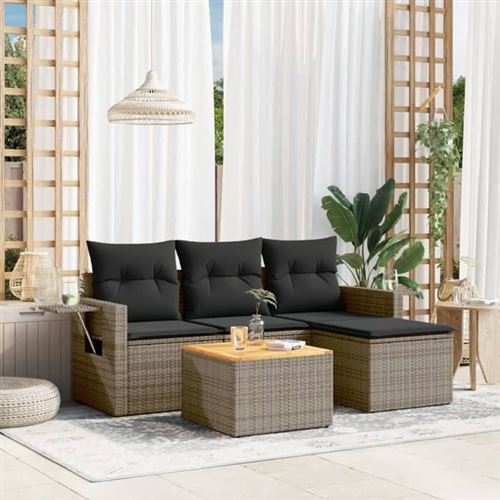 Vidaxl Gris Salon De Jardin 5 Pcs - Image 3
