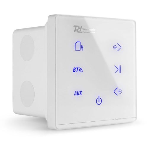 Power Dynamics Powerline A100W Amplificateur audio mural 4 x 20 Watts, Récepteur sans fil Bluetooth, USB et micro SD, Ecran tactile