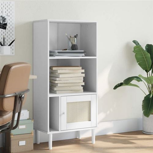 VIDAXL - Bibliothèque SENJA - Bois de pin massif - Blanc - Image 3
