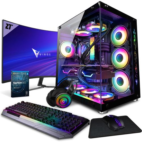 Vibox III-14 SG PC Gamer - 27" 165Hz Écran Pack Incurvé - 8 Core Intel i7 10700F Processeur 4.8GHz - Nvidia RTX 4070 Ti 12Go - 32Go RAM - 1To NVMe M.2 SSD - 700W PSU - Windows 11 - WiFi