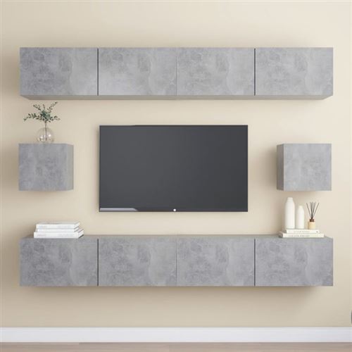 Non Communiqué Gris Béton Ensemble De Meubles Tv 6 Pcs Bois D Ingénierie