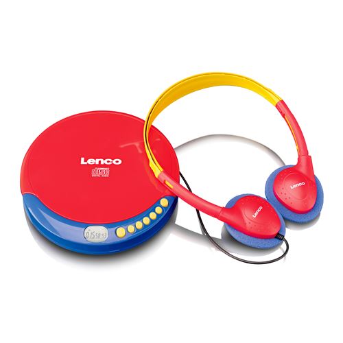 Lecteur CD portable pour enfants avec casque, piles rechargeables et limiteur de son intégré Lenco CD-021KIDS Multicolore