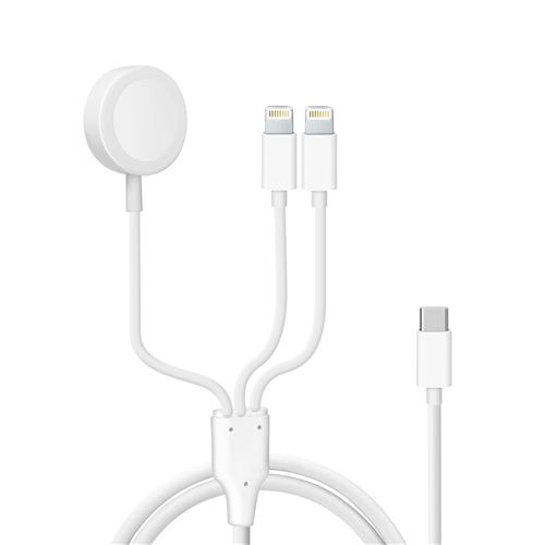 Câble USB-C vers 2x Lightning et Chargeur Magnétique Intensité 2A Avizar Blanc
