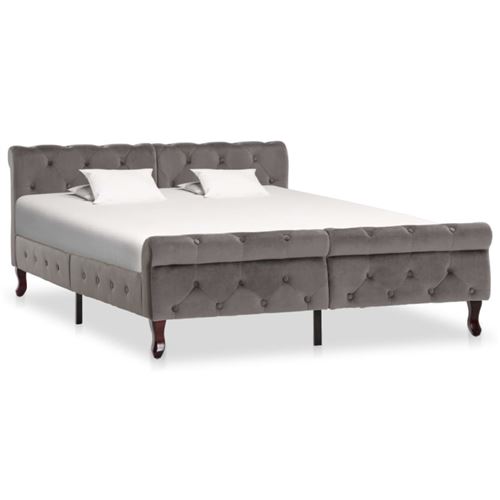 vidaXL Cadre de lit Gris Velours 140x200 cm
