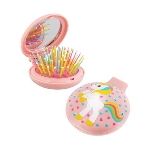 Brosse à cheveux miroir 2 en 1 - Lady Retro Enfants Licorne Rose  - Pylones