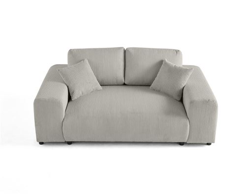Bestmobilier Gris/Clair Garance - Canapé Droit 2 Places - En Velours Côtelé - Image 3
