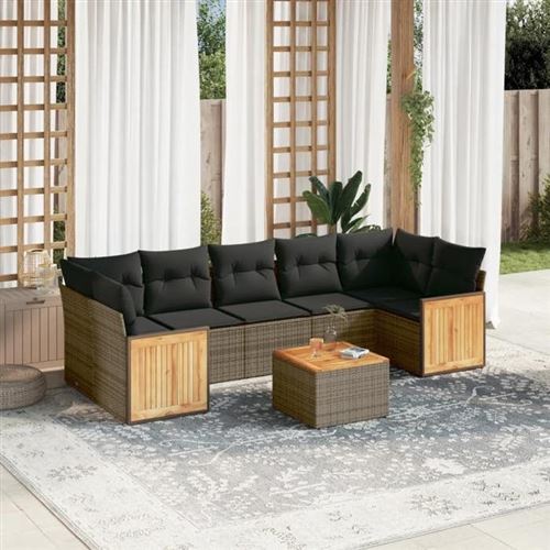 VIDAXL - Salon de jardin modulable - Rotin - Gris - 7 personnes - 8 pièces - Image 2