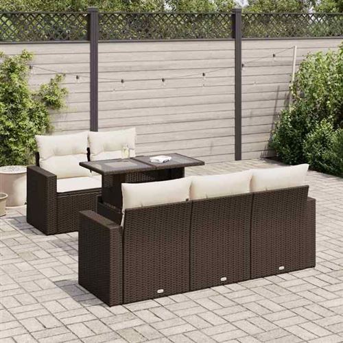 vidaXL - Salon de jardin - 6 pièces - Résine tressée - Marron - Image 2