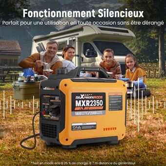 Groupe électrogène Essence 2000W Portable - 6,5 CV - Moteur 4 Temps Silencieux (68 DB) - Pour Camping, Chantier, Extérieur