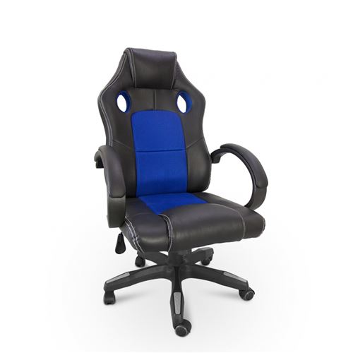 Chaise de bureau sport ergonomique à hauteur réglable en simili cuir Le Mans Sky
