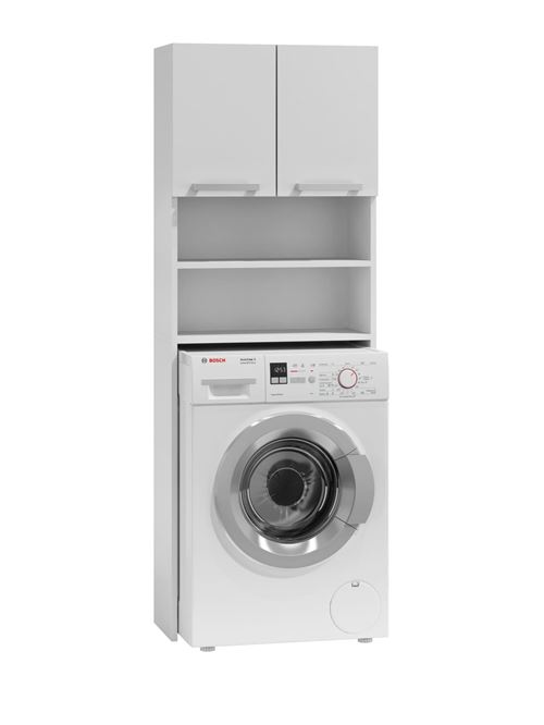 COMO - Meuble pour machine à laver - 64x183x30cm - Rangement blanc