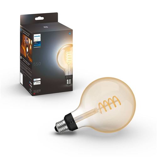 Ampoule connectée Philips Hue White Ambiance E27 Filament Globe 7W Transparent