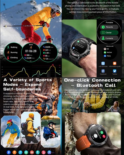 Montre numérique Homme - Montres Militaire de Sport - 50M étanche -  Alarme/Compte à rebours/Chronomètre - Montre connectée à la Fnac