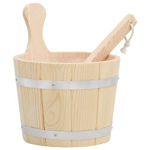 Ensemble de seau et louche pour sauna Bois massif de pin Vidaxl