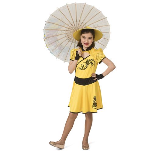 Déguisement Chinoise Ling Fille 8/10 Ans Jaune 401275_128 Funny Fashion 8/10 ANS - 401275_128 Funny Fashion