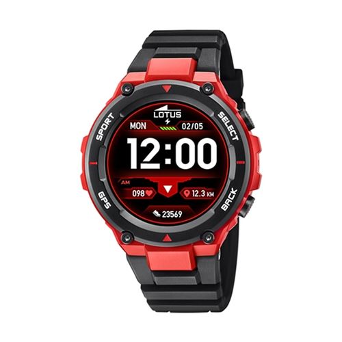 Lotus Smartime 50024/1 - Montre Connect&eacute;e 50.8mm - Noir/Rouge