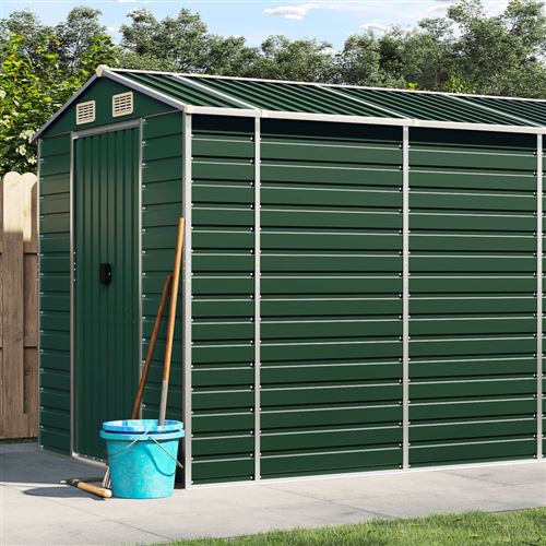 Vidaxl Abri De Jardin Vert 191x470x198 Cm Acier Galvanis&eacute;