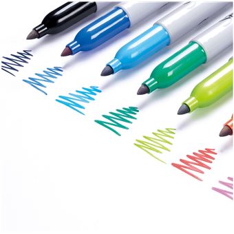 Pochette 20 Sharpie pochette marqueurs permanents, pointe ogive 0.9 mm,  assortiment de couleurs