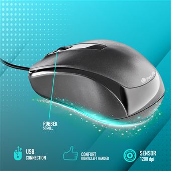 Mini Souris optique - 1000 Dpi - Gaucher / Droitier - Filaire USB