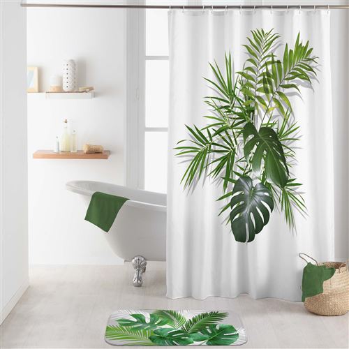 rideau de douche avec crochets 180 x 200 cm polyester imp. amazonica des. place