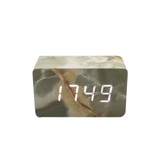 Commande Vocale Calendrier Thermomètre Numérique Led Alarme Horloge en Bois Usb / Aaa Vert PL570