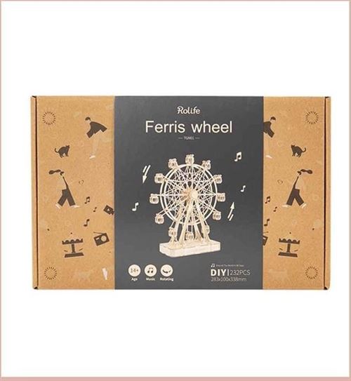 Robotime Puzzle 3D Grande roue 33,8 cm en bois naturel 232 pièces
