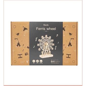 Robotime Puzzle 3D Grande roue 33,8 cm en bois naturel 232 pièces