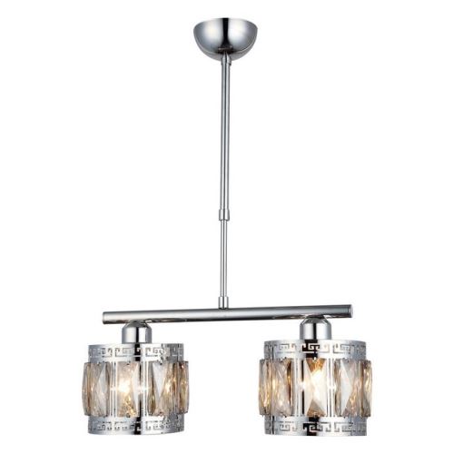 HOMEMANIA Lampe à Suspension Armila - Lustre - Lustre de plafond - Chrome en Métal, Cristal, 42 x 42 x 70 cm, 3 x E27, 40 W