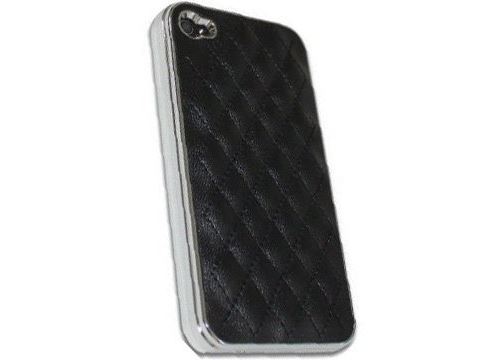 Coque aspect Chrome et Cuir Noir iPhone 4S