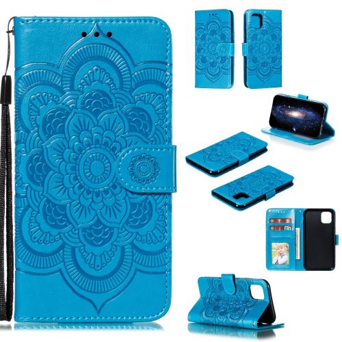Etui en PU motif de fleurs de mandala du soleil bleu pour votre Apple iPhone XR 6.1 pouces (2019)