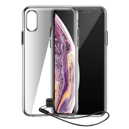 Coque en TPU avec corde suspendue transparent noir pour votre Apple iPhone X/XS