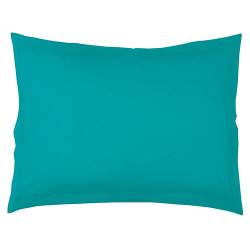 Taie d'oreiller volant plat 50 x 70 cm uni 57 fils lina + point bourdon Outremer