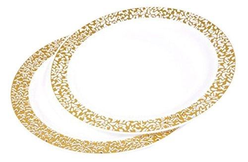 Diner presque parfait 6vaj096or lot de 6 assiettes dentelle or 23 cm