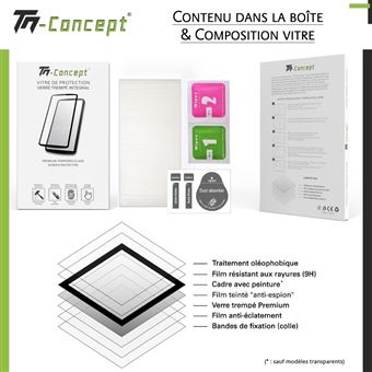 Protection écran Verre Trempé TM-Concept Pour OnePlus 7T Pro - Noir Incurvé 3D Privacy - Neuf