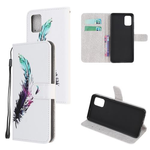 Etui en PU motifs croix texture avec sangle plume pour votre Samsung Galaxy A41 (Global Version)