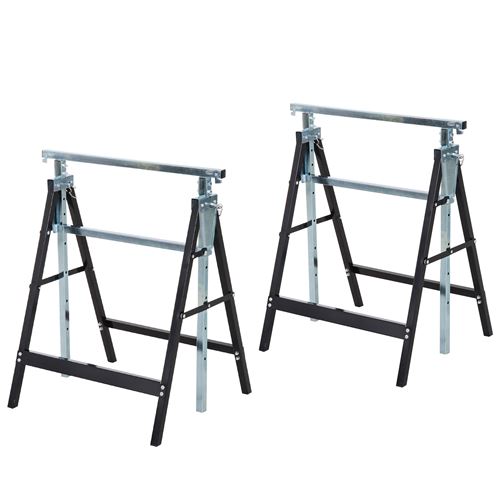 Lot de 2 tréteaux pliables télescopiques hauteur réglable 80-130 cm noir