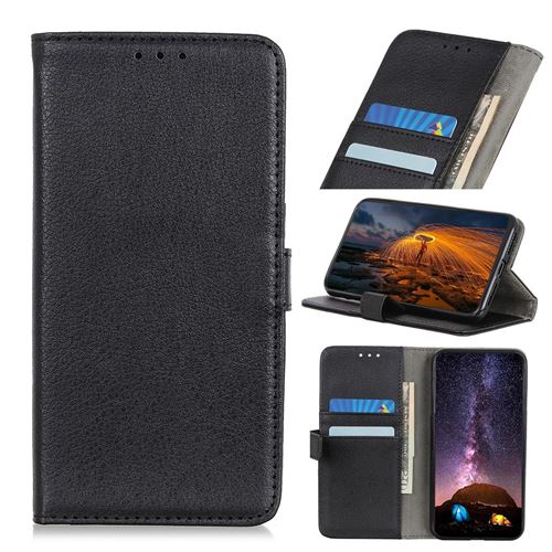 Etui en PU peau de litchi avec support noir pour Sony Xperia L4